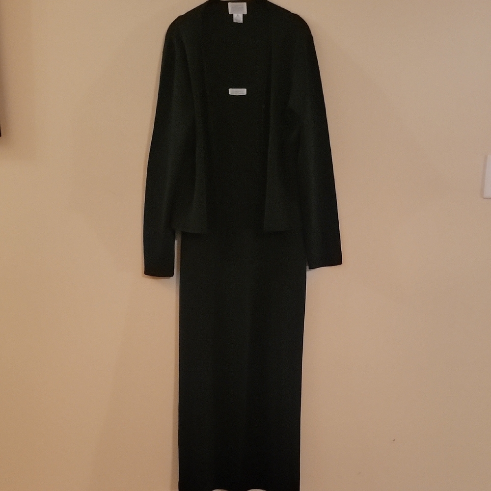 Elegant Black Dress and Cardigan Set